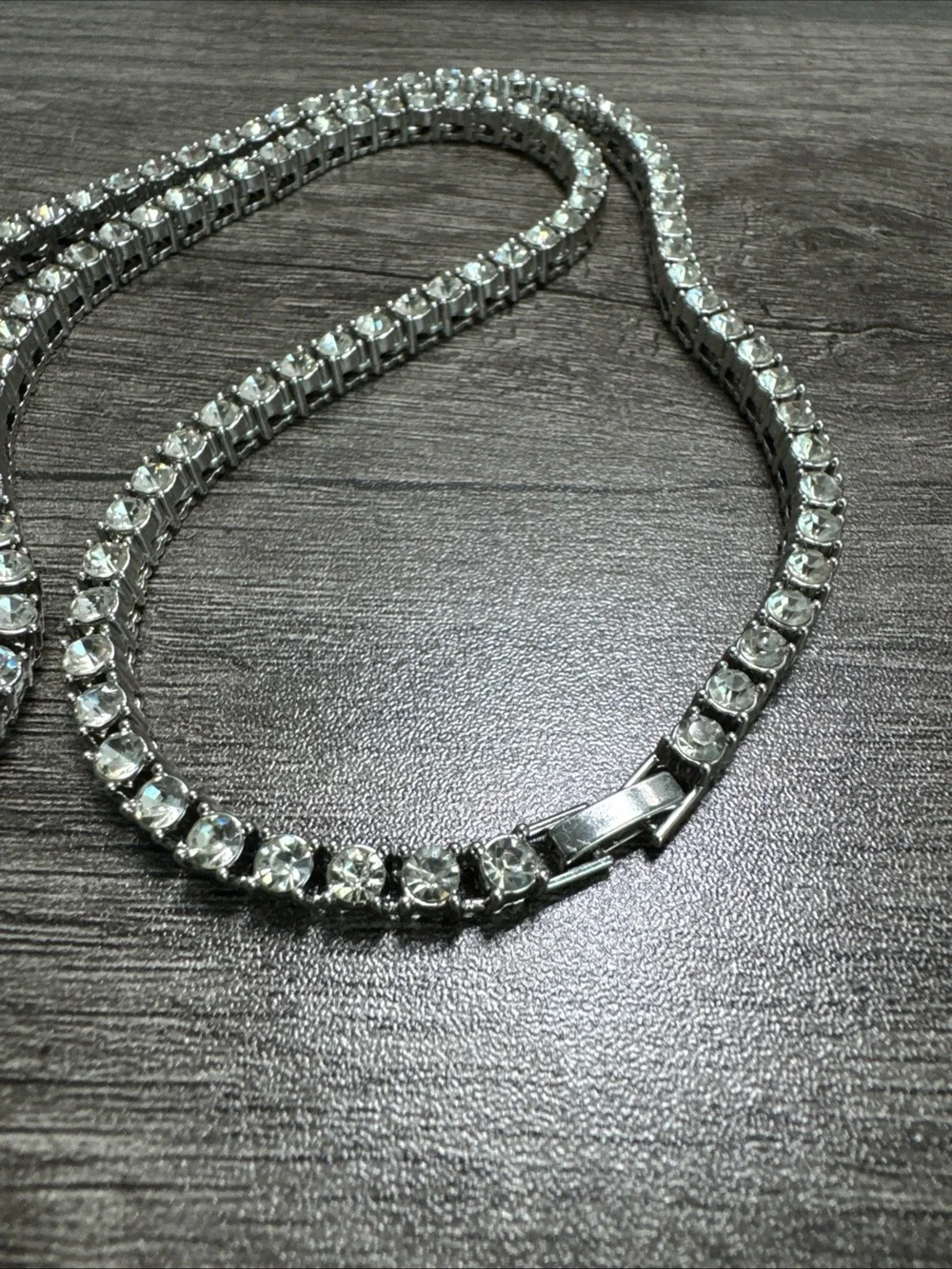 24 inches shiny Crystal Tennis Necklace with Cross Pendant chain 4mm white stone